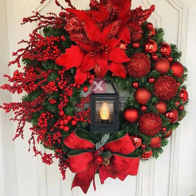 Corona de Navidad de 40 cm con farolillo
