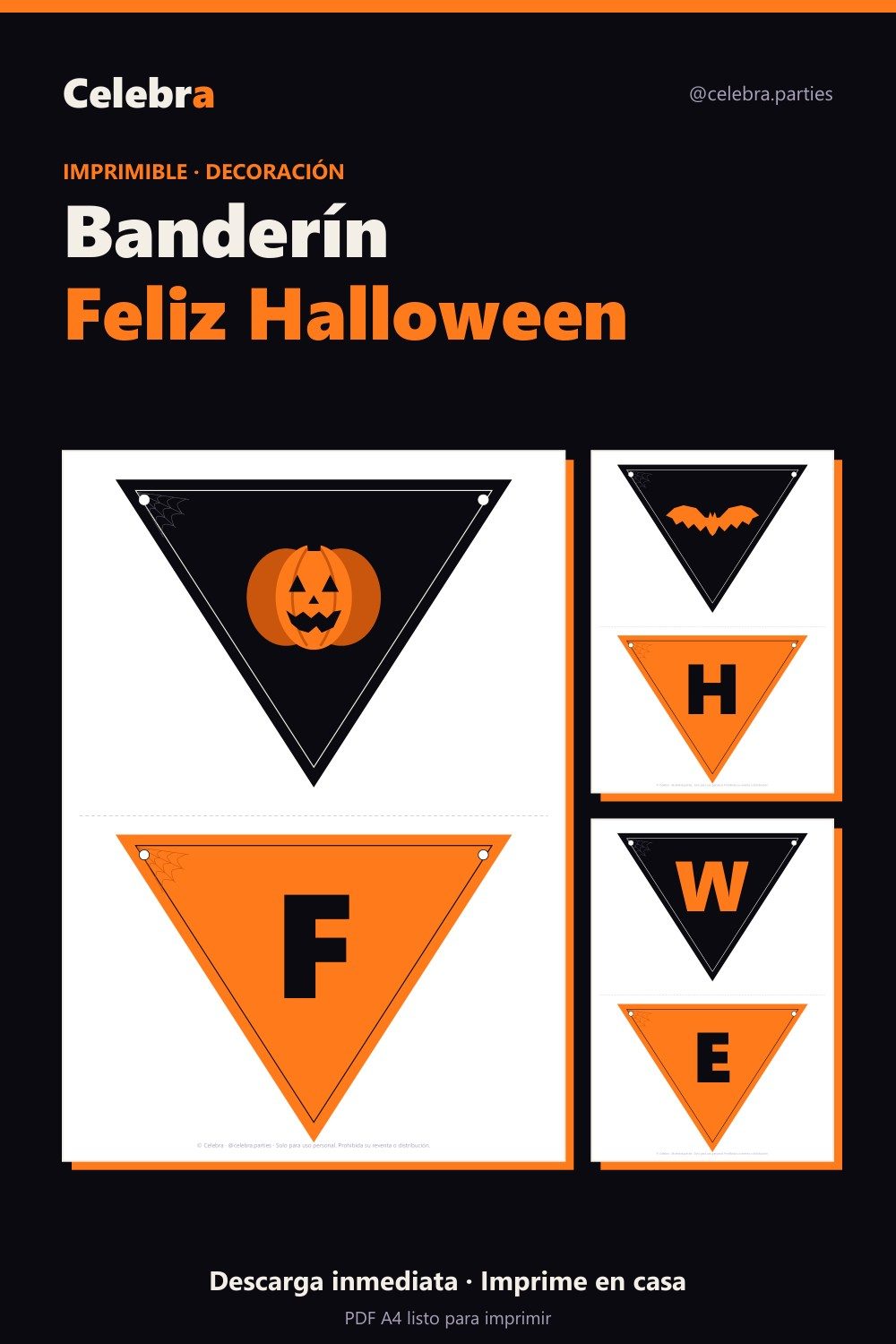 Banderín «Feliz Halloween» para imprimir