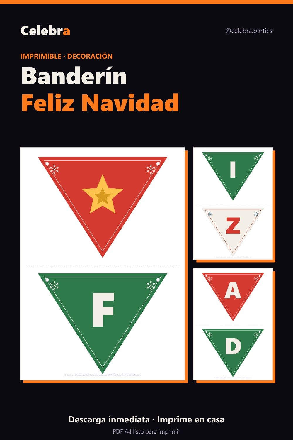 Banderín «Feliz Navidad» para imprimir