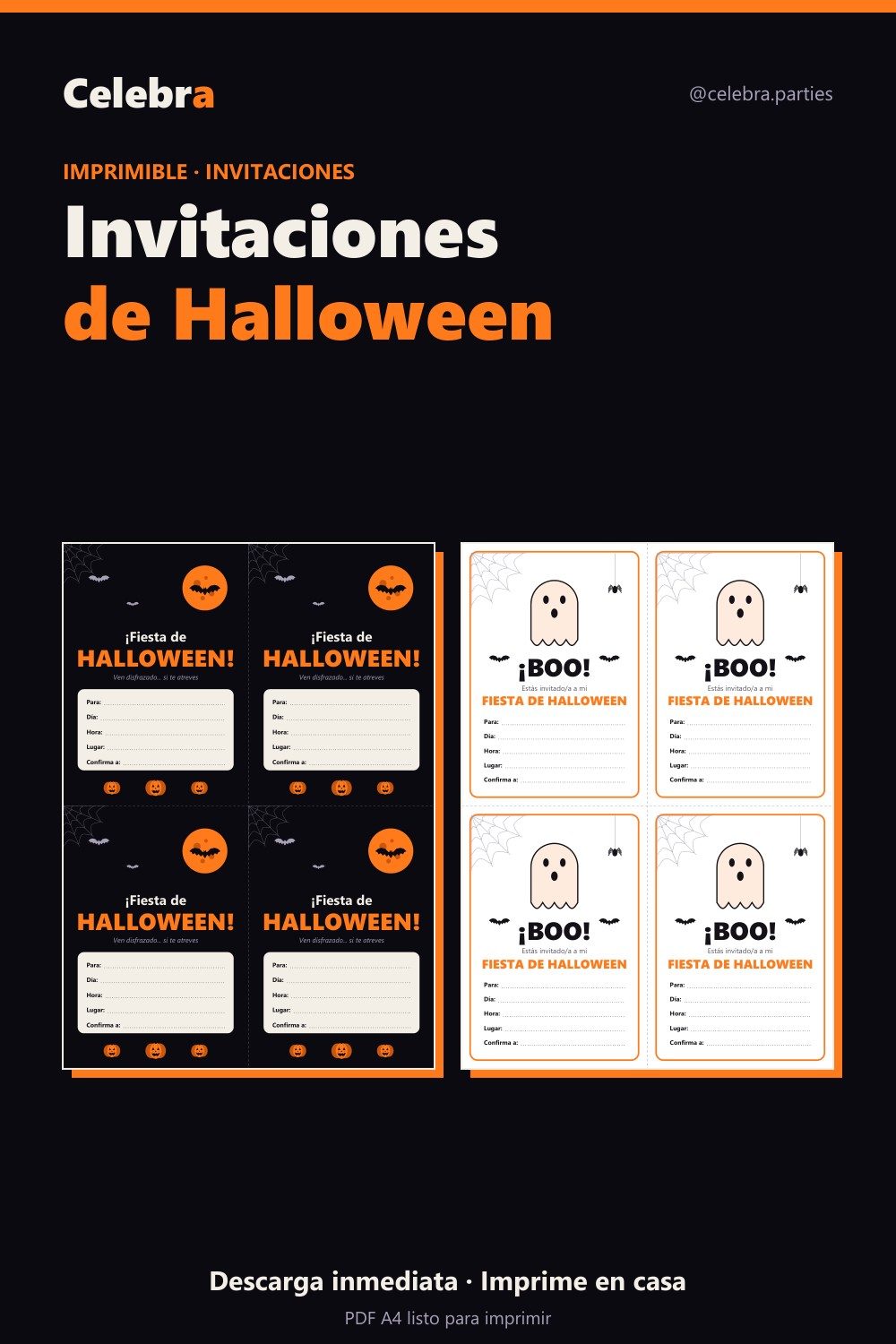 Invitaciones de Halloween para imprimir