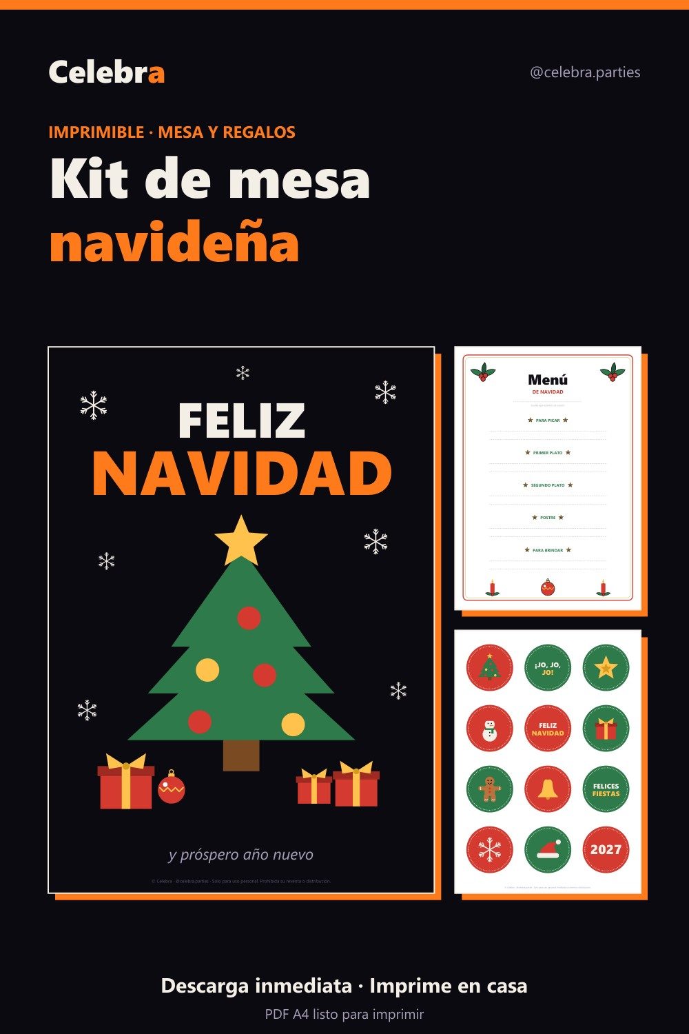 Kit de mesa navideña para imprimir