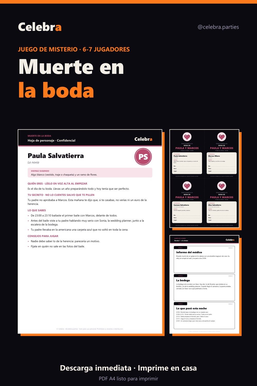 Juego de misterio «Muerte en la boda»