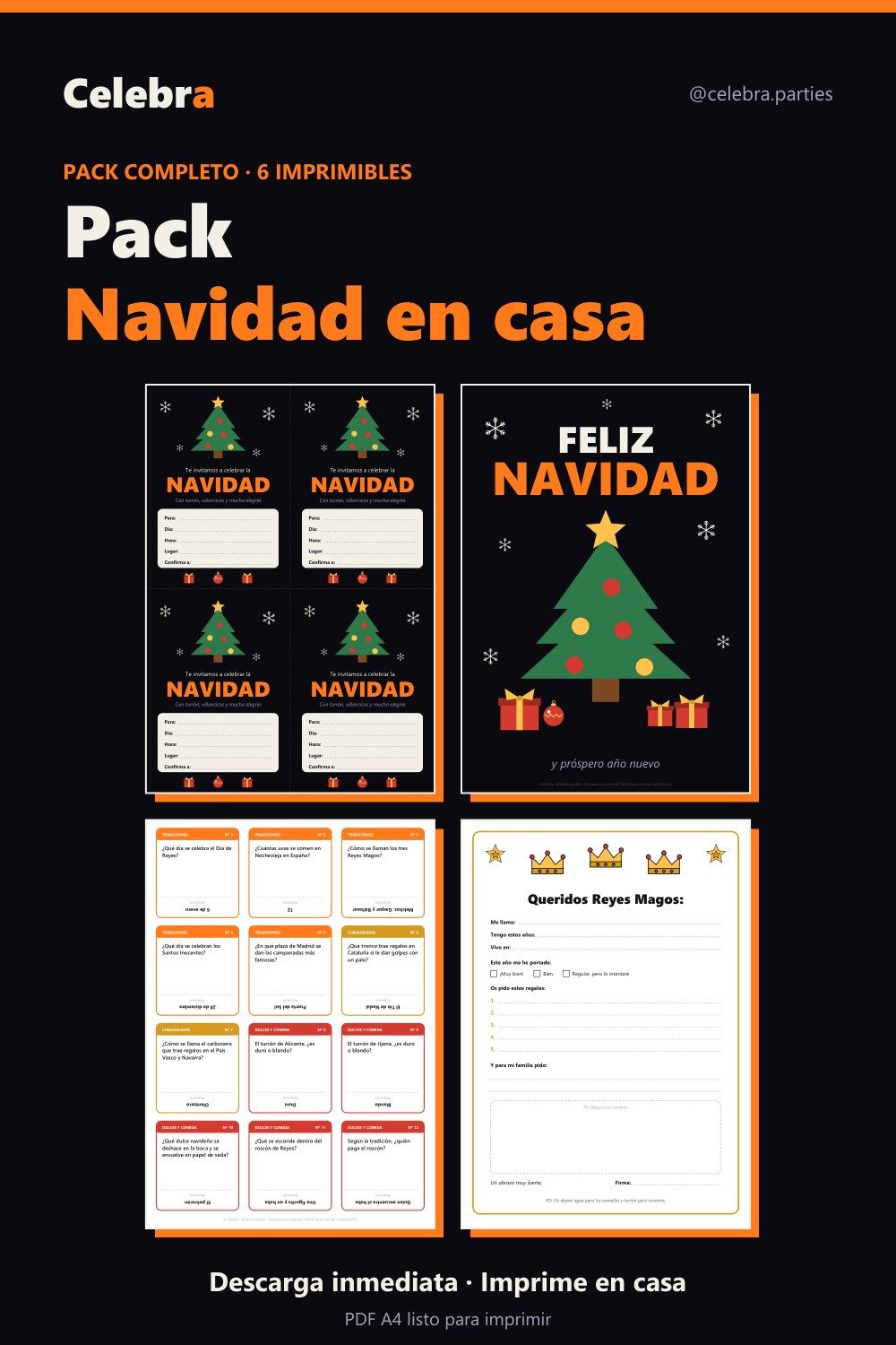 Pack «Navidad en casa» para imprimir (6 en 1)
