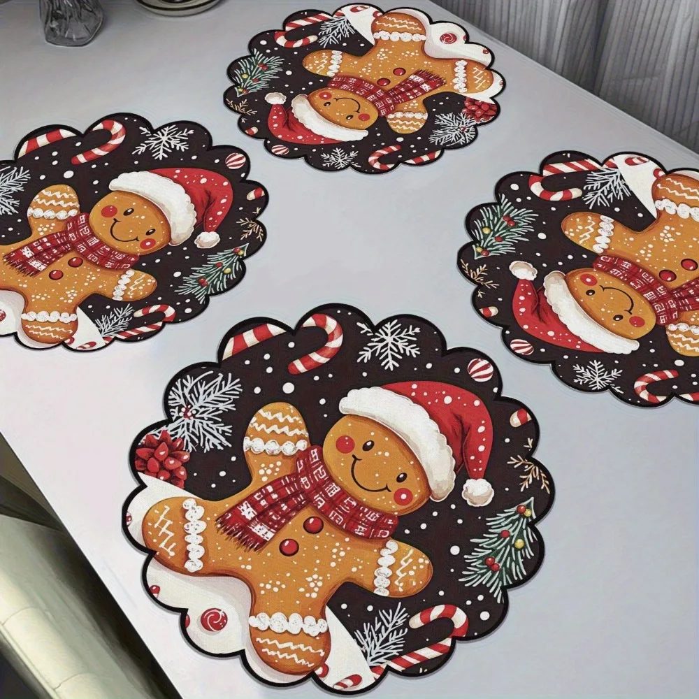 8 manteles individuales navideños redondos