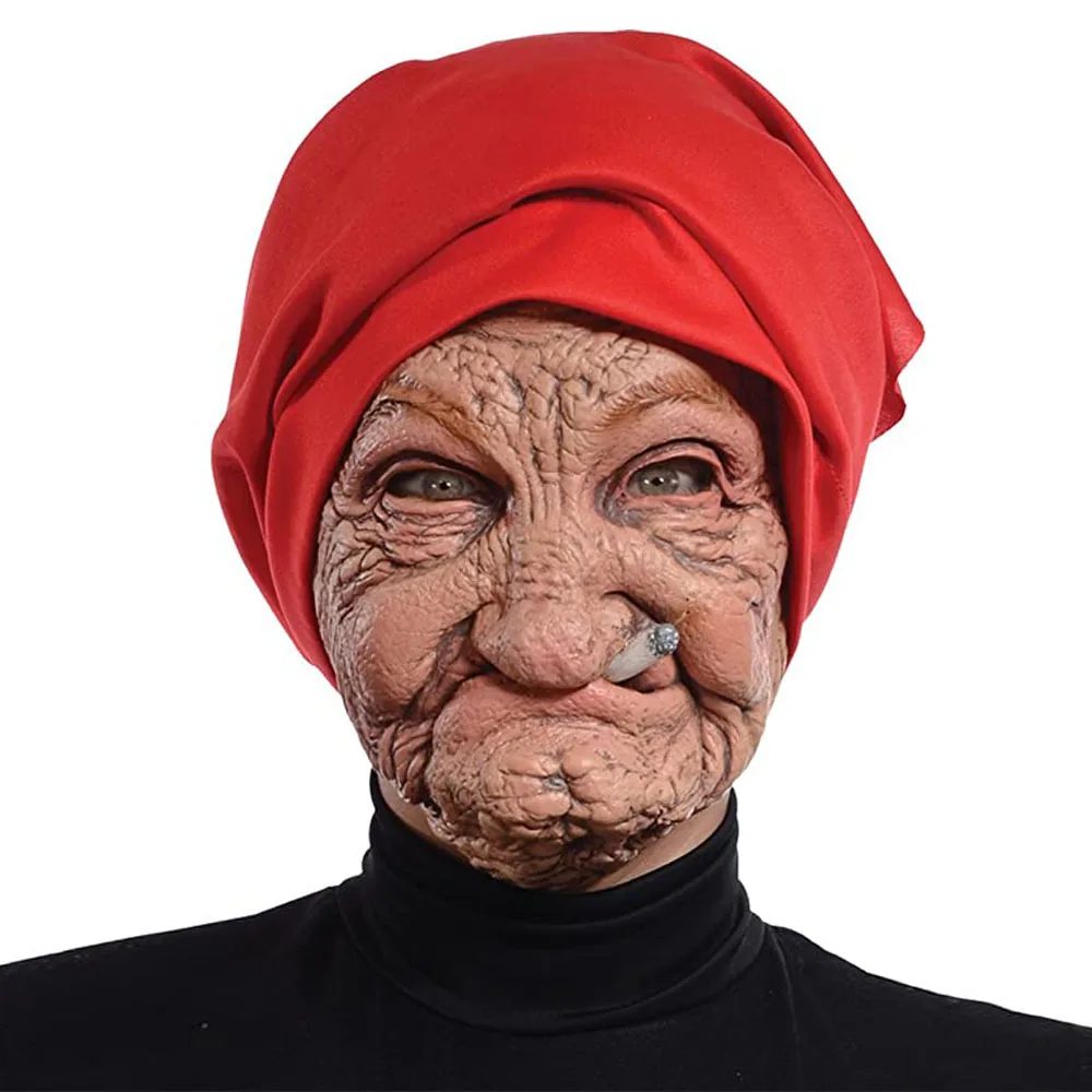 Máscara de abuela fumadora de látex